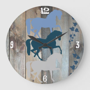 Redondo Grande Fondo de madera del reloj del caballo