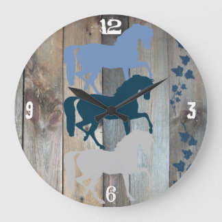 Redondo Grande Fondo de madera del reloj del caballo