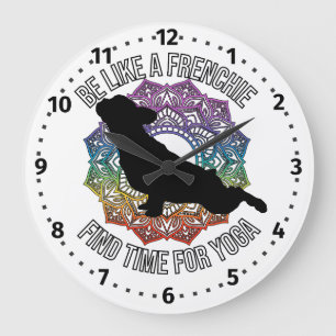 Redondo Grande Frenchie do yoga reloj con números