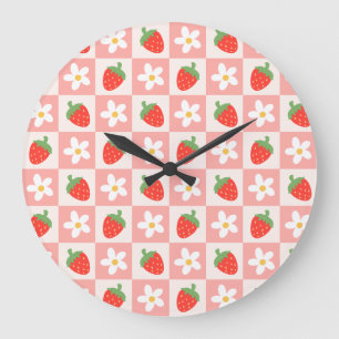 Redondo Grande Fresas dulces y Reloj de flores