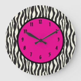 Redondo Grande Funky Zebra Rosa Ronda Ronda (Grande) Reloj de par