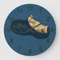 Gatito Fluffy Dormido En Zapato De Croc, Reloj De 