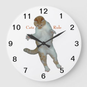 Redondo Grande Gatos de la regla de los gatos que juegan el reloj