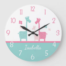 Giraffe Mint Rosa Aqua Verde azulada reloj de pare