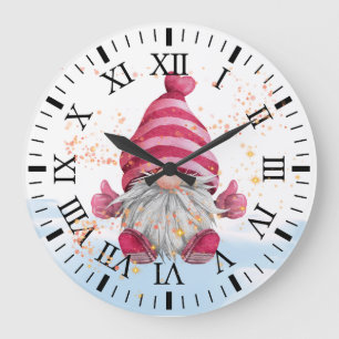 Redondo Grande Gnome en el reloj de nieve