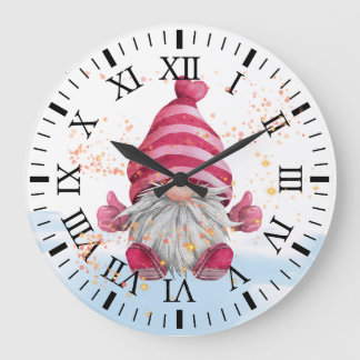 Redondo Grande Gnome en el reloj de nieve