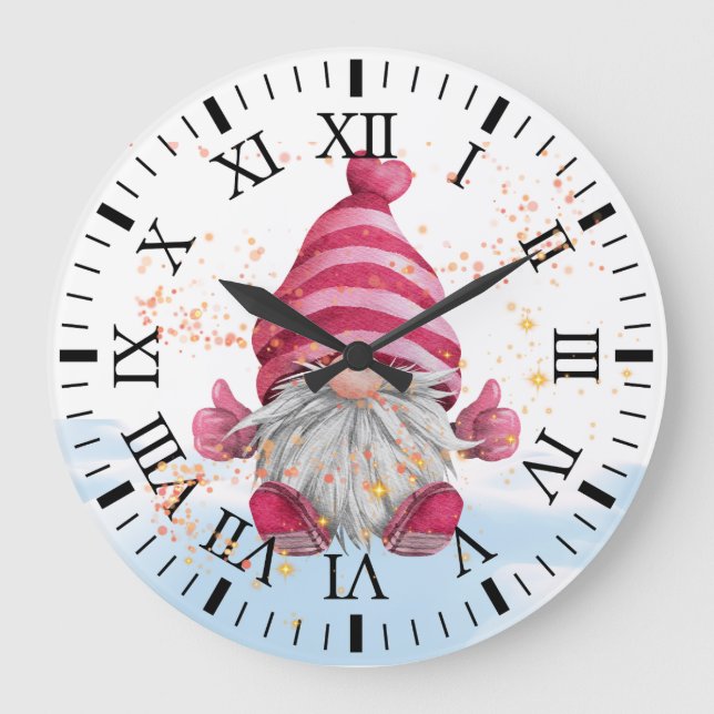 Redondo Grande Gnome en el reloj de nieve (Anverso)