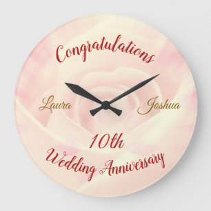 Redondo Grande Gran reloj de aniversario Boda personalizado