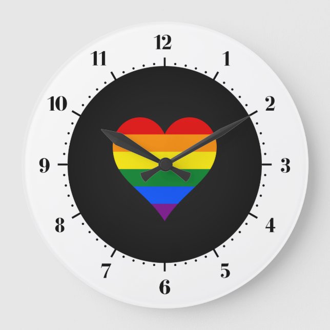 Redondo Grande Gran reloj de corazón del orgullo LGBT (Anverso)