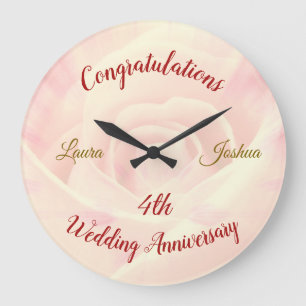 Redondo Grande Gran reloj de cuarto aniversario Boda personalizad