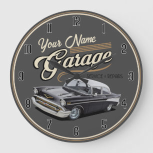 Redondo Grande Gran reloj de garaje personalizado de los años 50