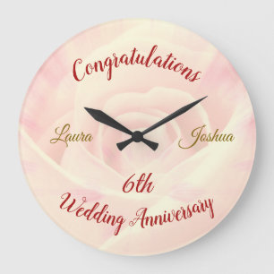 Redondo Grande Gran reloj de sexto aniversario Boda personalizado