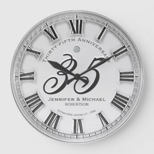 Redondo Grande Gran reloj del 35° aniversario de Boda de plata