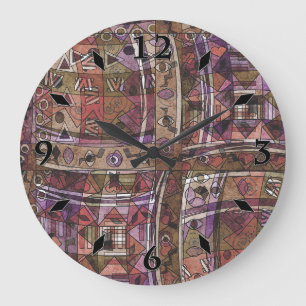 Redondo Grande Gran reloj tribal abstracto de moda en África