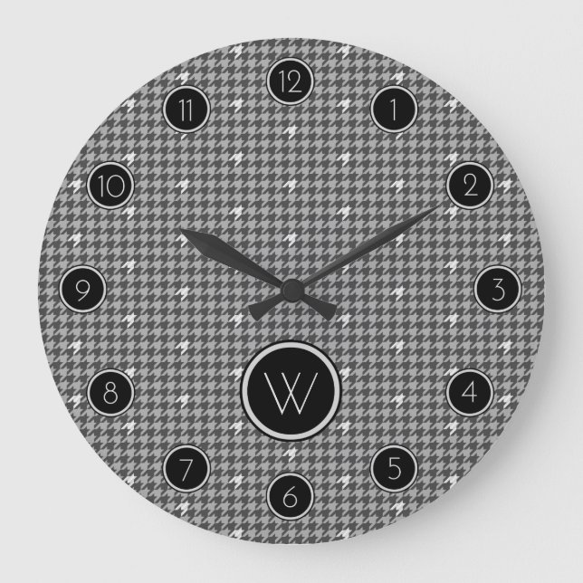 Redondo Grande Gris con reloj Houndstoth de acento plateado (Anverso)