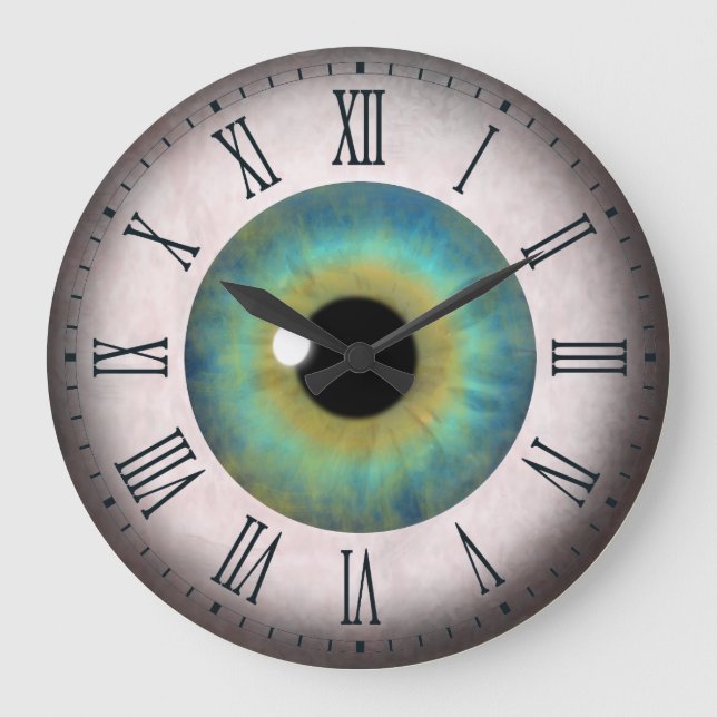 Redondo Grande Guay Fun Blue Eye Eyeball Romano Gran Reloj redond (Anverso)