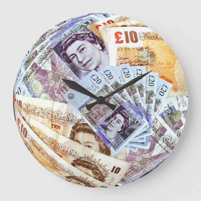 Redondo Grande Hecho de dinero ~ £ Reloj (Anverso)