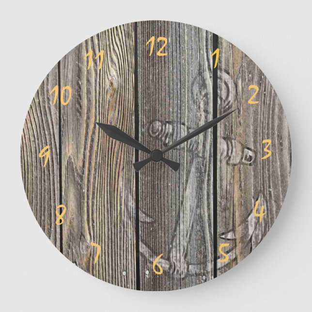 Redondo Grande Hermosa madera de aspecto auténtico - Reloj (Anverso)
