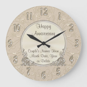 Redondo Grande Hermoso reloj de aniversario PERSONALIZADO