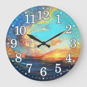 Redondo Grande Hermoso Reloj Natural