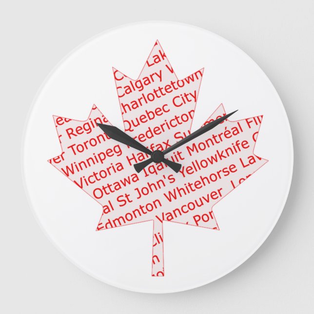 Redondo Grande Hoja de arce con reloj de ciudades canadienses (Anverso)