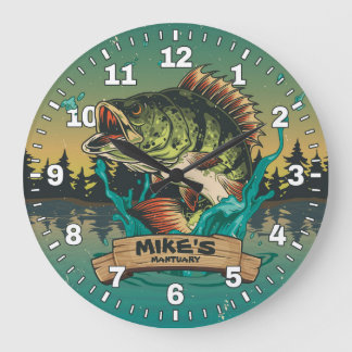 Redondo Grande Hombre de pescador cueva trasero reloj de pulsera