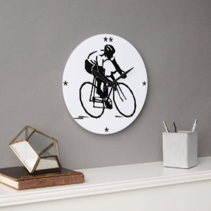 Redondo Grande Hombre montando una bicicleta - Reloj Personalizad
