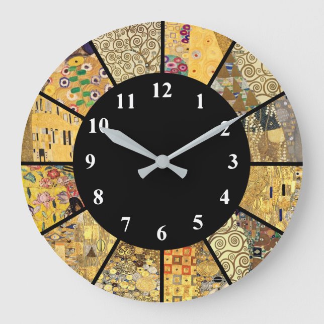 Redondo Grande Klimt Clock Famosos Patrones de Artistas Reloj de  (Anverso)