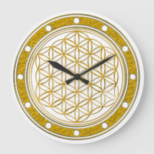 Redondo Grande La FLOR DE LA VIDA - oro - cara de reloj suena