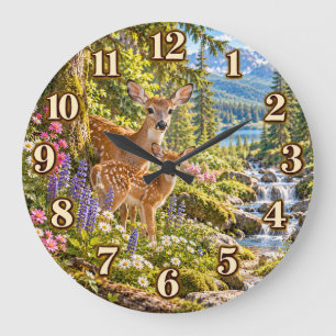 Redondo Grande Lago de Deer Mountain y reloj de flores silvestres