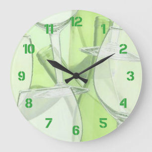 Redondo Grande Las copas de vino verdes numeraron el reloj de