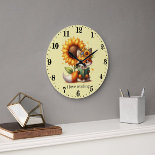 Redondo Grande Libro lindo zorro agregar texto leyendo Reloj