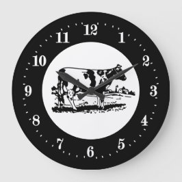 Redondo Grande lindos amantes de las vacas rurales Gran reloj