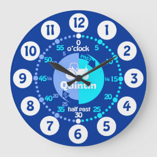 Redondo Grande Los niños aprenden a decir hora nombre azul reloj 