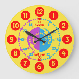 Redondo Grande Los niños aprenden decir a tiempo el reloj púrpura