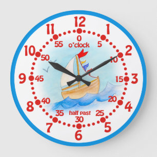 Redondo Grande Los niños navegan en barco aprenden tiempo reloj a