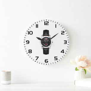 Redondo Grande Lujoso reloj de cronograma negro con estilo