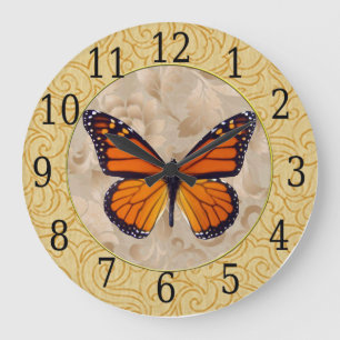 Redondo Grande Mariposa de monarca en el reloj floral