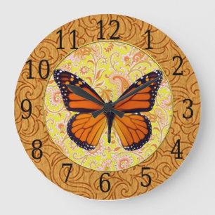Redondo Grande Mariposa Monarca En El Reloj De Paisley