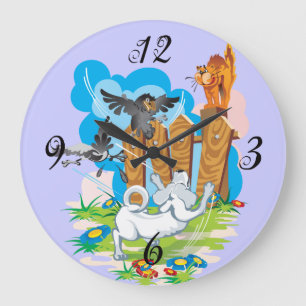 Redondo Grande Mascotas en el reloj del muro del callejón