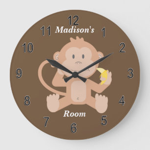 Redondo Grande Mono lindo del bebé del reloj de los niños