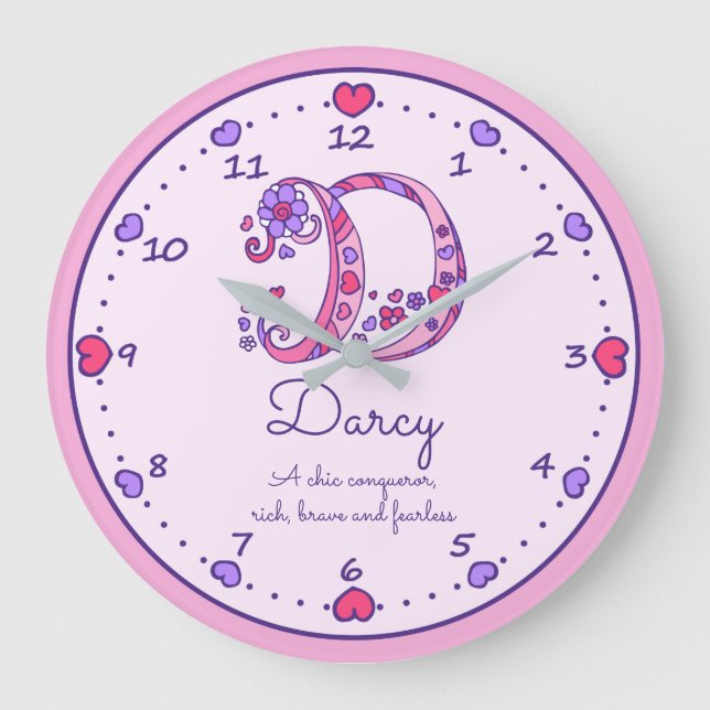 Redondo Grande Monograma D Darcy Coros nombre que significa reloj (Anverso)