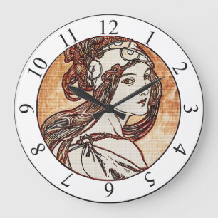 Redondo Grande Mujeres Hermosas Reloj de Alphonse Mucha