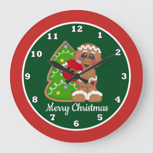 Redondo Grande Navidades Reloj de decoración de jengibre de vacac