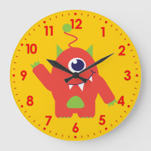 Redondo Grande Niños divertidos naranja alienígena y reloj de par