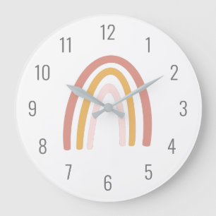 Redondo Grande Niños pequeños rosados Pastel arco iris reloj de p