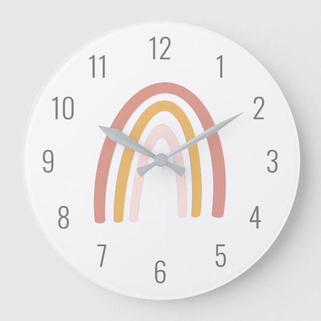 Redondo Grande Niños pequeños rosados Pastel arco iris reloj de p (Anverso)