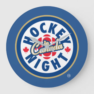Redondo Grande Noche de hockey en reloj con logo en Canadá