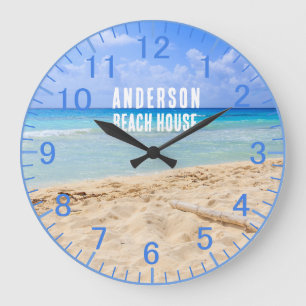 Redondo Grande Nombre personalizado: reloj de playa de arena azul