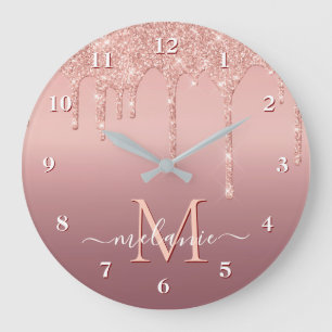 Redondo Grande Nombre y carta personalizados del reloj Rosa Purpu
